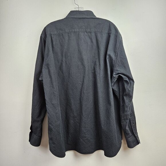Michael Kors Mens XL Dress Shirt Black White Dot Button Up Long Sleeve - Picture 3 of 16
